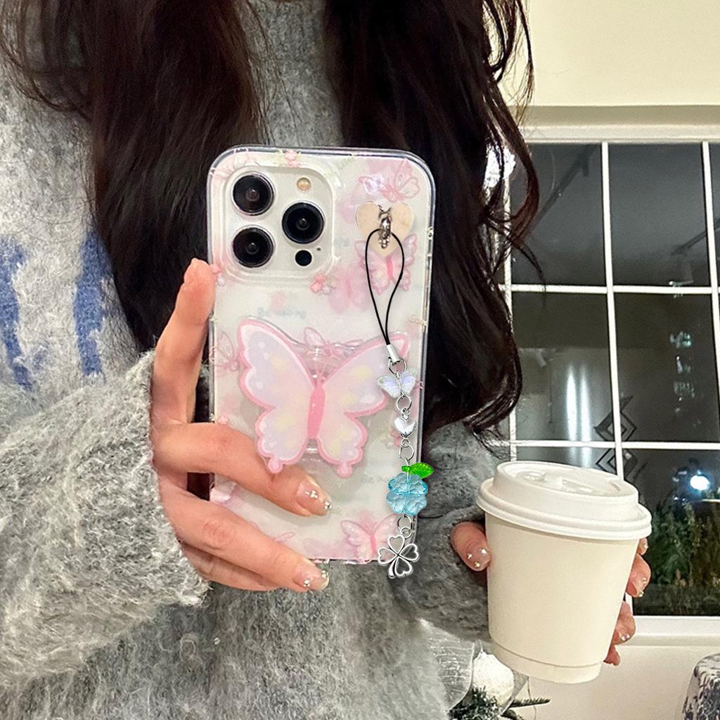 Heart Phone Chain Butterfly Bag Charm Fashion Phone Lanyard Purse Decoration Unique Phone Charm for Bag and Purses