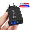 3 USB Зарядное устройство для телефона Type-C Адаптер быстрой зарядки PD20W QC Быстрое зарядное устройство Мобильный телефон 5 В Вольт Источник питания USB-порт