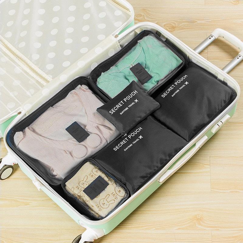 6-piece Large Size Travel Organizer Portable Suitcase Organizer Clothes Shoes Makeup Bag Luggage Organizer Travel Storage Bag