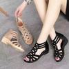 Fashion 2024 Women's Sandals Wedges Summer Hollow Out Roman Sandals Ladies Elegant Low Heel Sandals For Women Fashion Mujer Footwear