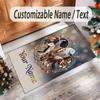Horse Theme Crystal Velvet Floor Rug Personalized Custom Name Text Warm Carpet Home Decoration
