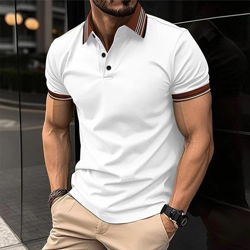 Summer Fashion Men's Casual Polo Shirts Slim Solid Color Turn-down Collar Short Sleeve Polos Male Tops Clothes