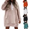 Женская однотонная модная удобная толстовка с капюшоном средней длины с длинным рукавом