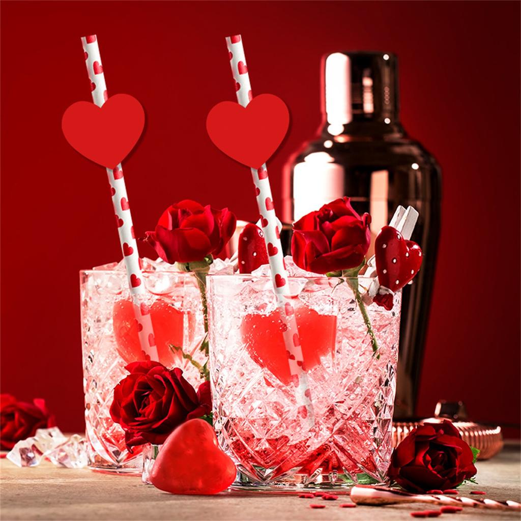 Красные бумажные трубочки в форме сердечек, 24 шт. одноразовые палочки для питья кейк-попсы на годовщину свадьбы сувениры на День святого Валентина праздники торжества вечеринки декор