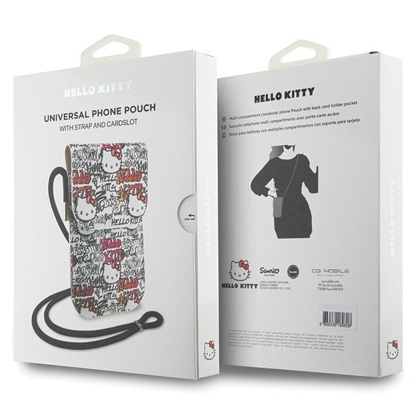 Hello Kitty Handbag HKOWBHDGPTE Beige Leather Tags Graffiti Cord