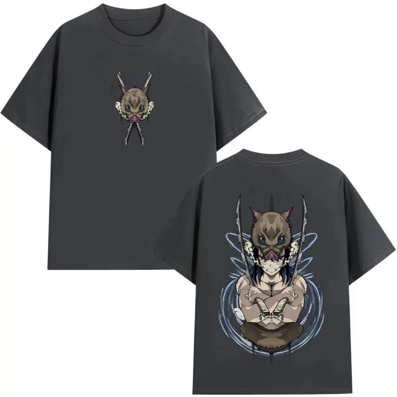 Anime Demon Slayer Hashibira Inosuke Graphic T Shirts Men Women Casual Oversized Short Sleeve Tshirts Mens Fashion Streetwear