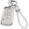 VW Volkswagen Key Fob Cover with Keychain, Soft TPU Key Case Protection Fit for Tiguan Atlas Jetta Passat Golf Alltrack Smart