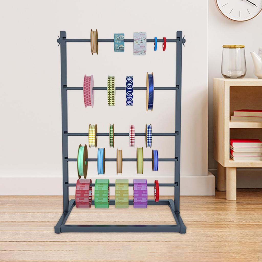 Ribbon Organizer 5 Layer Wire Spool Display Shelf Metal Rack for Cake Shop Sewing Craft Room