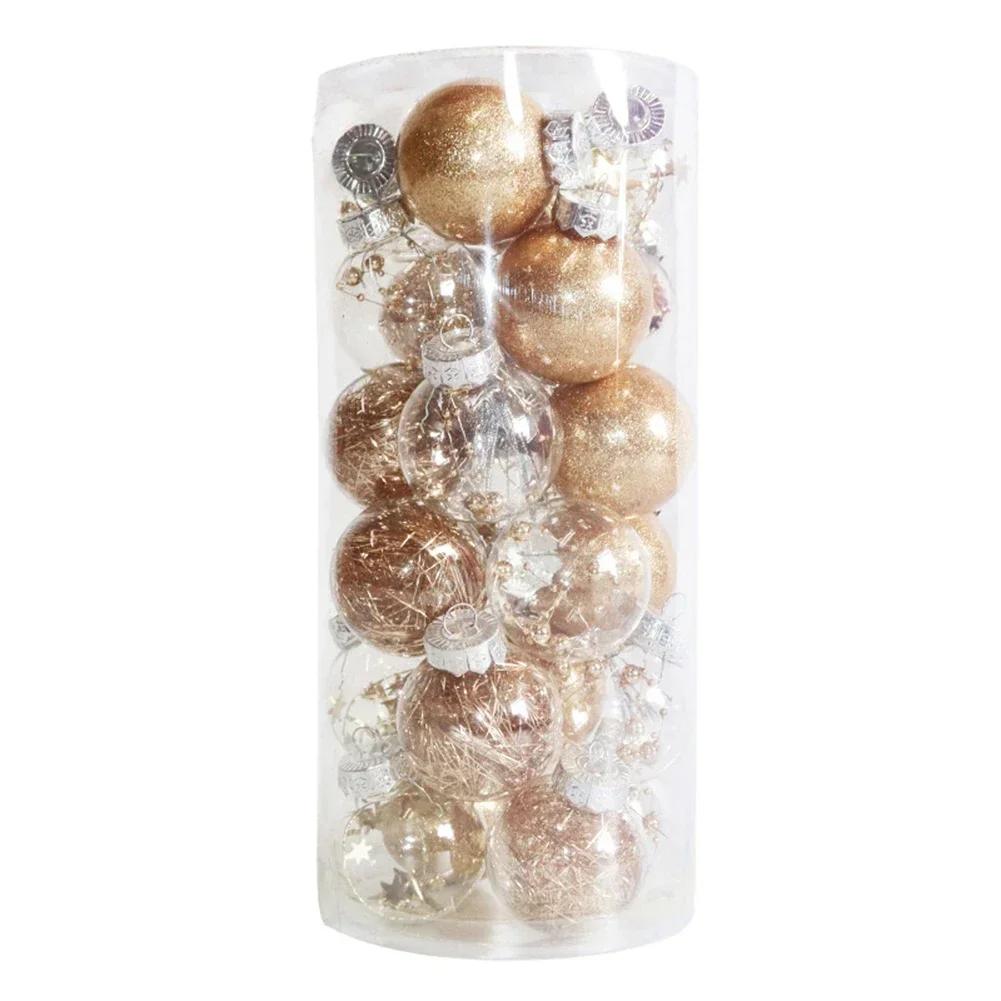 24 шт. Рождественские шары, украшения, безделушки, подвесные украшения для рождественской елки, вечеринка, дом, свадьба, праздничный декор, принадлежности 6 см