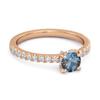 London Blue Topaz Classic Solitaire Pave Band Ring - 925 Sterling Silver Rose Gold Vermeil