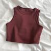 Women Summer Vest Round Neck Sleeveless Bottom Tops Slim Fit Tank Tops Solid Color Cropped Tops Daily Wear