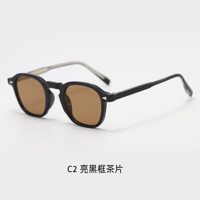 American modern retro old money style women's small square frame sunglasses with rivets, popular street style men's small frame sunglasses,