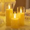 Acrylic Flickering Flameless Candles Set Remote Control Decorative Electric LED Light Pillar Pattern for Home Decoration