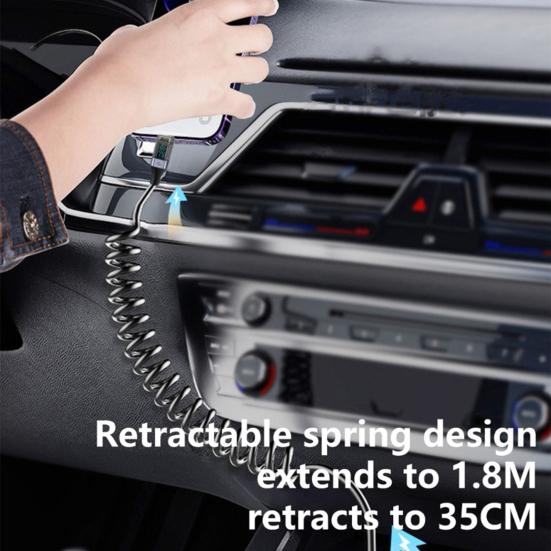 Charging Cord Spring Retractable Design 480Mbps High Speed PD100W Intelligent Display Fast Charging Data Cable