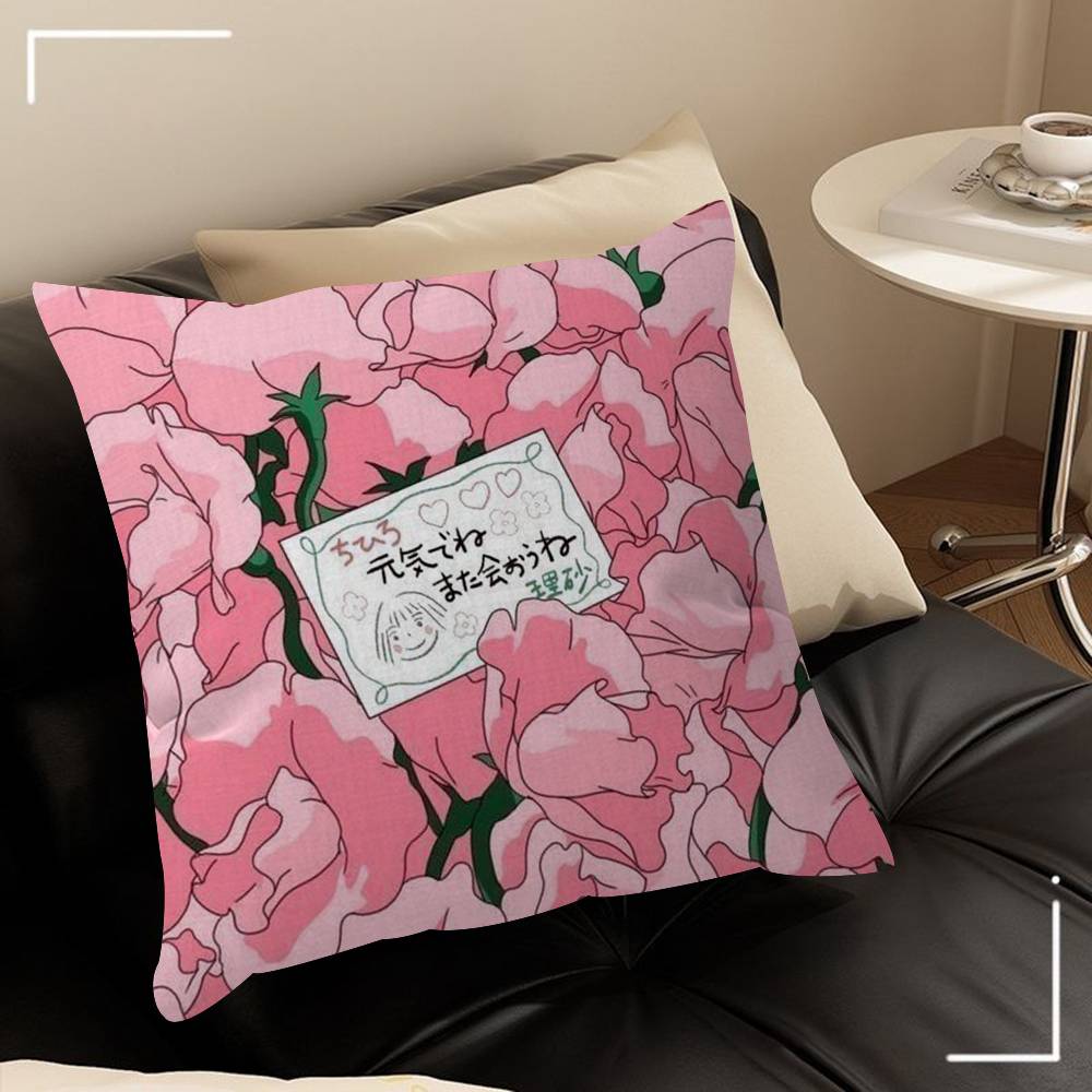 Подушки Подарки Мебель для домашнего офиса Спальня Диван Автомобильная подушка Чехол 45x45см Фильм Унесенные призраками Аниме