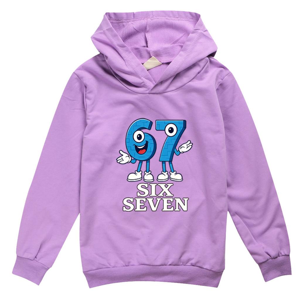 9194 Детский Худи с принтом Steal a Brainrot 67 Six Seven, повседневный, с длинными рукавами