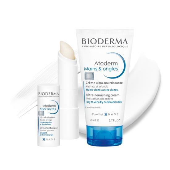 [Подарочный набор/эксклюзивное онлайн-предложение] Подарочный набор для губ и рук Bioderma Atoderm (4 г помады + крем для рук 50 мл), Корейская косметика