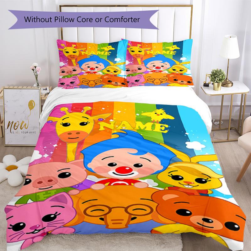 3pcs Custom Name Plim Plim Bedding Set Duvet Cover Closure Includes 1 Duvet Cover & 2 Pillowcases, Soft and Comfortable for All Seasons.