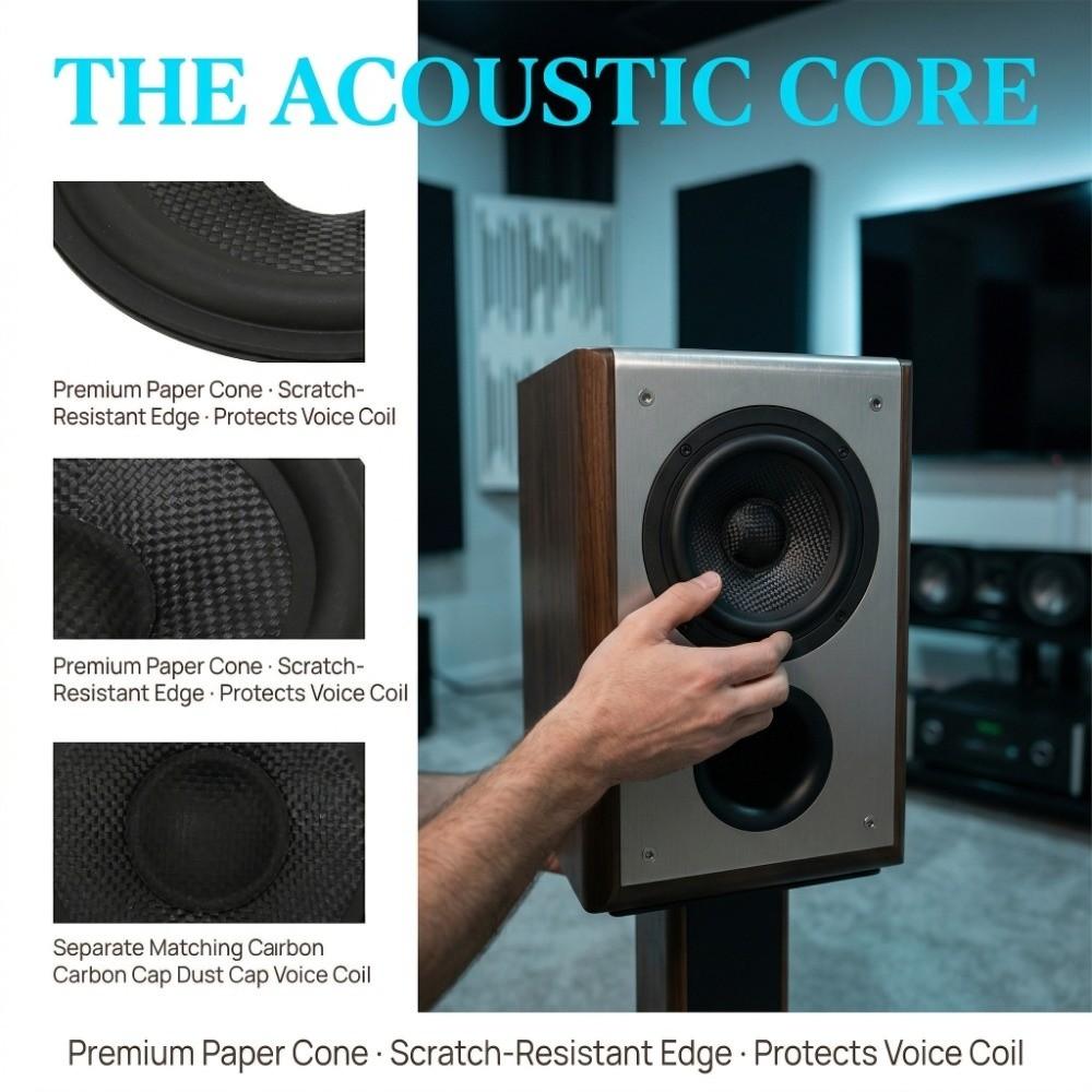 Black Paper Paper Speaker Cone Rubber Surround Drum Paper Subwoofer Cone Speaker Replacement