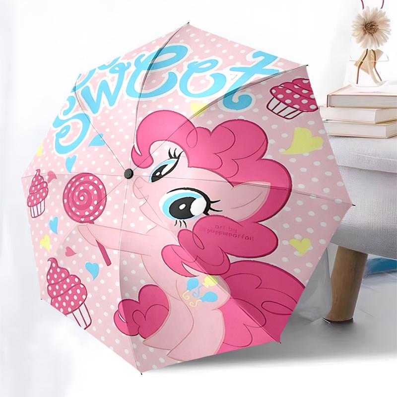 Sweet Treats: Pinkie Pie Inspired Automatic Folding Umbrella with Polka Dot Design Perfect for Fans, Travelers, and Everyday Use!0104050a