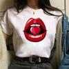New Fashion Women Tshirt Watercolor Lips Printed Tops Tee Casual Short Sleeve Female Tee Shirts Harajuku Graphic T-Shirts Femme