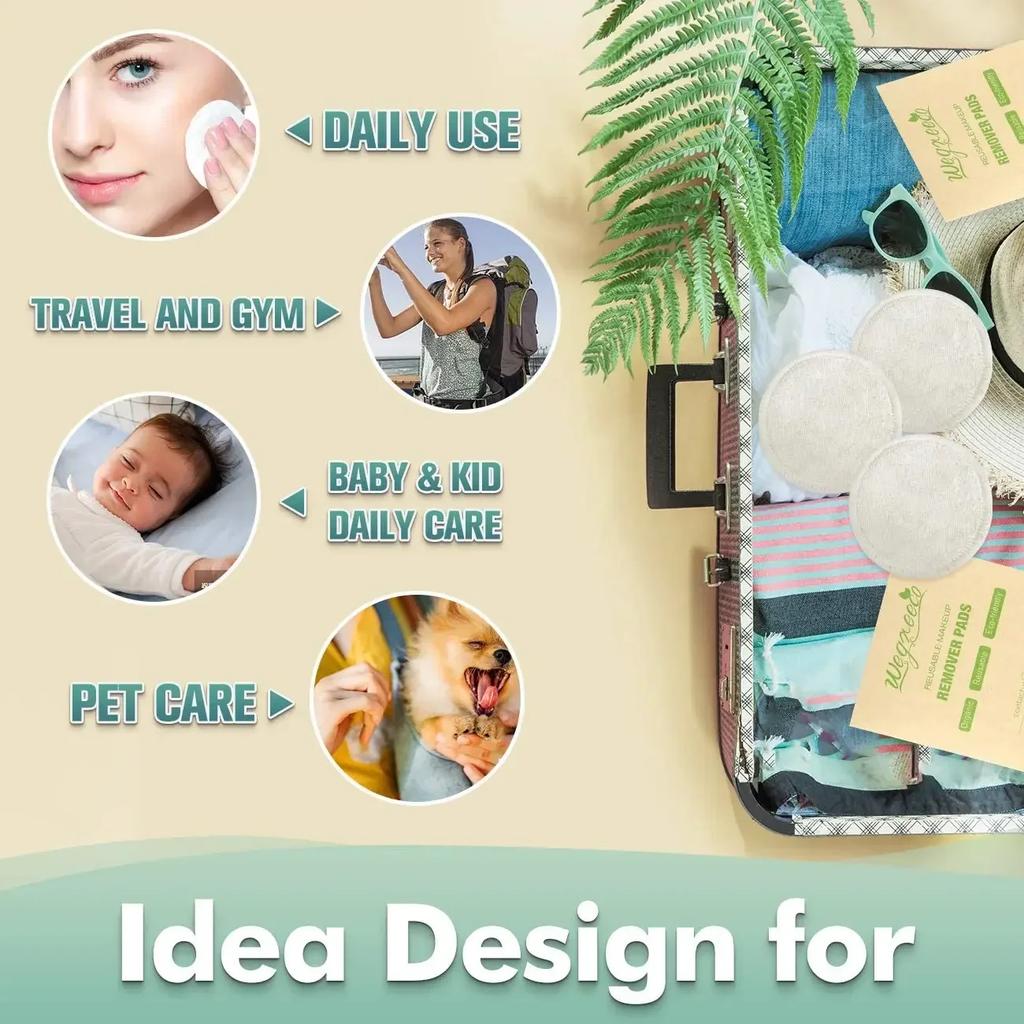 1/3/5/10PCS Bamboo Fiber Makeup Remover Pad Reusable Makeup EraserBamboo Cotton Cloth for Removing Makeup Washable EcoFriendly for All Skin