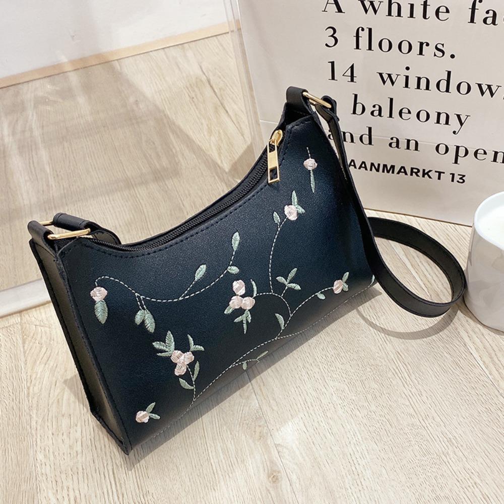 Flower Embroidery Small Handbag Women Underarm Bag Shoulder Bags Mini Messenger Bags Korean Handbag
