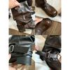 Cowhide Version Spice Girls Pant Tube Boots Women's Fashionable Wasteland Wind Pleated Buckle Western Cowboy Boots Short Boots