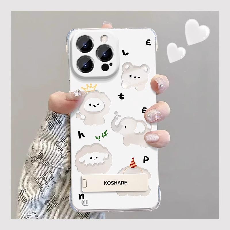 Hollow Elephant Bracket Applicable To Apple 15PROMAX Mobile Case 14 Transparent Borderless 13 Cute Anti-fall Advanced