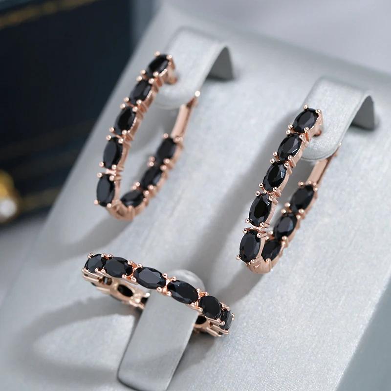 Gothic Style Full Black Zircon Fashion Women Rings Light Luxury Party Daily Jewelry