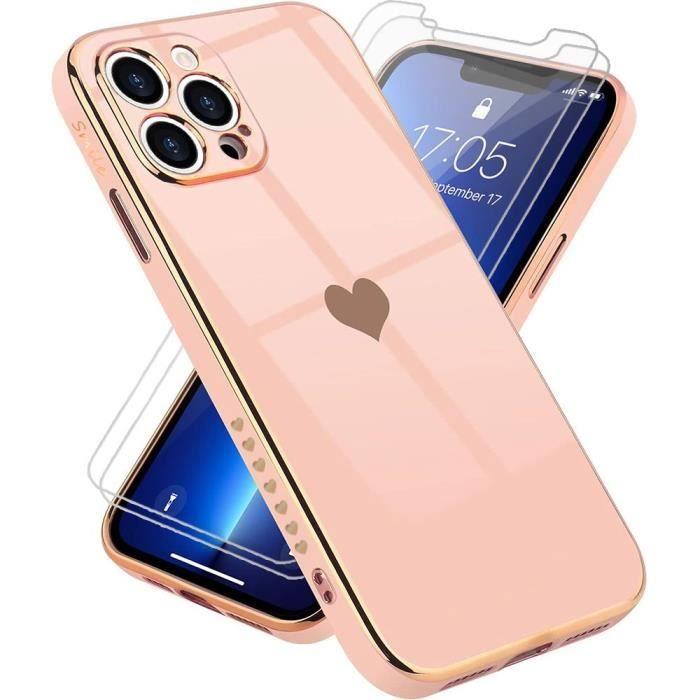 Coque de protection - Amour-Mignon - pour iPhone 13 Pro - TPU souple - Pack 2 verres trempés - Anti-rayure