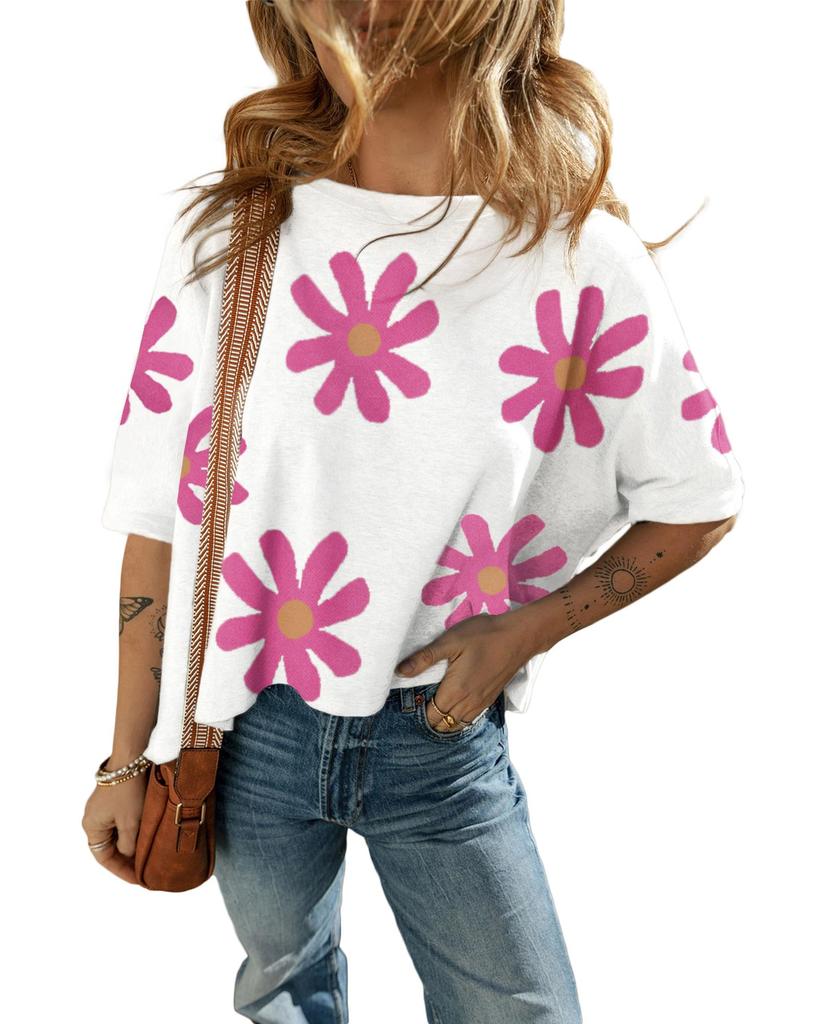 Azura Exchange Повседневная футболка с принтом белых ромашек