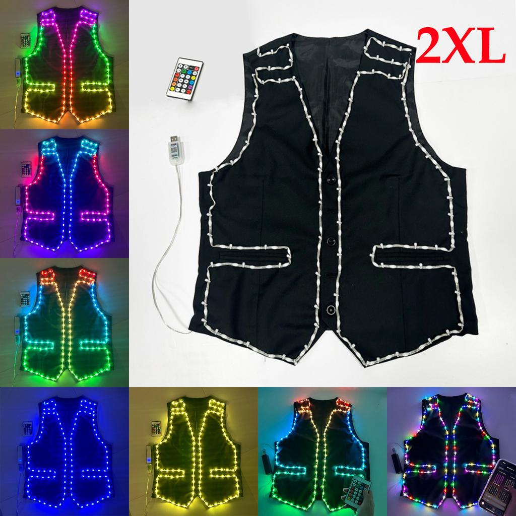 Cool LED Vest Application Control LED Vest MJ Dance Wear Wedding Party Men Bar Club Night Show Clothes Stage Performance Costume