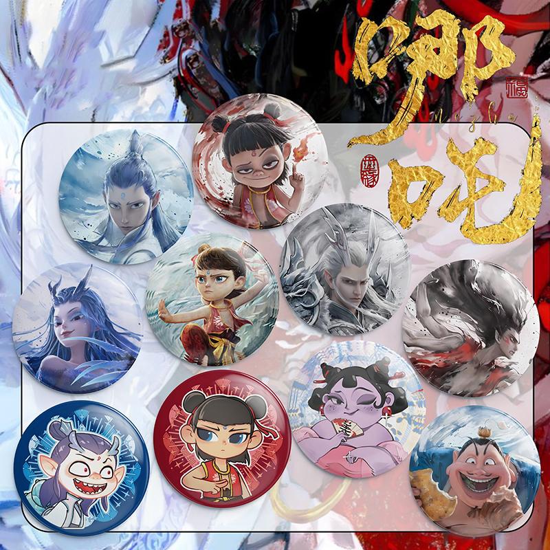 1 шт., значки на воротник рюкзака, броши на периферию Nezha, значок для фильма Nezha, демонические дети, ревущие в море