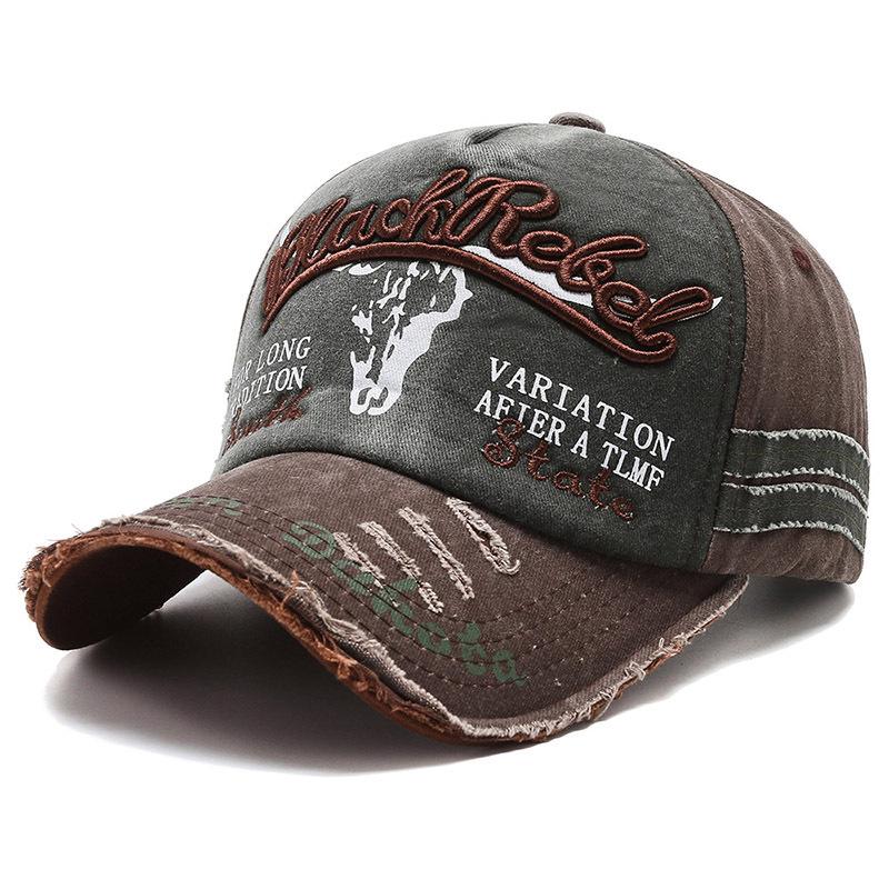 Unisex Retro Distressed Bull Head Baseball Cap with Sun Protection - Spring/Autumn