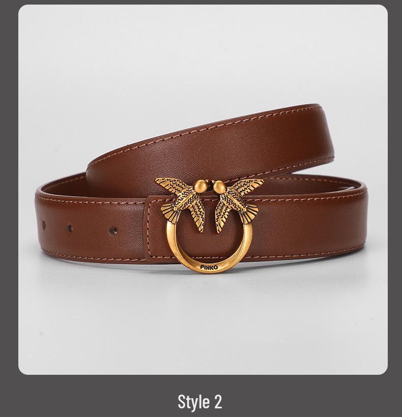 Женский модный кожаный ремень Little Bird: Простой, но модный аксессуар на талию для джинсов и повседневных брюк