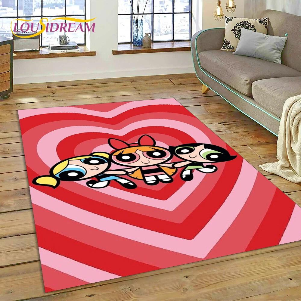 Мультфильм милый P-Powerpuff Girl ковер ковер для спальни гостиная домашний диван украшение,детская игра большой декор напольный коврик подарок