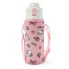 Sanrio Kids' 470ml Stainless Steel Water Bottle, Direct Drinking, One-Touch Operation, Hello Kitty Design, Keeps Drinks Cold, Includes Shoulder Strap