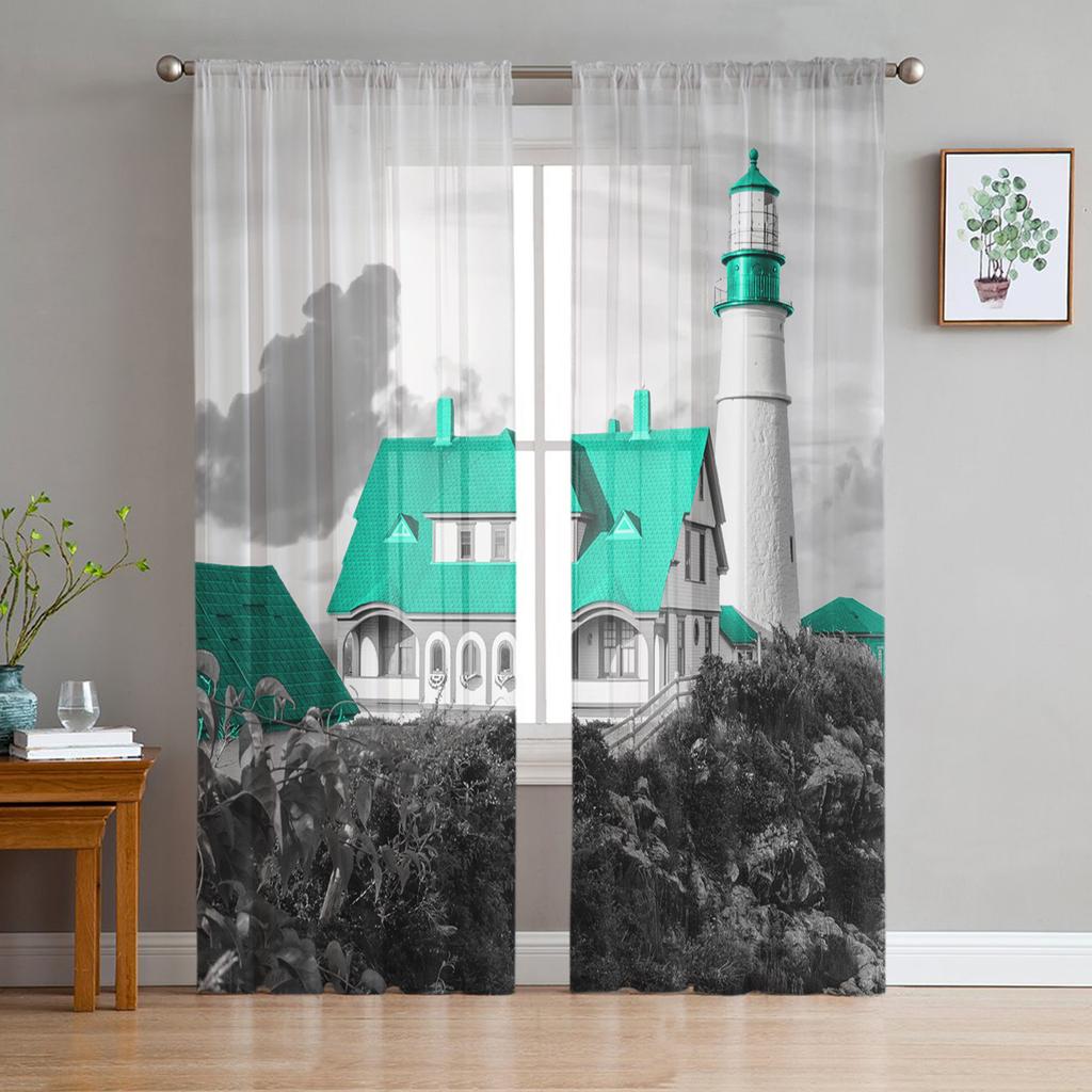 Розовый мультяшный замок, белые тюлевые прозрачные оконные шторы для гостиной, спальни, современные тюлевые вуали, шторы, украшение