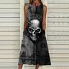Летнее модное сексуальное платье без рукавов, мягкое повседневное платье с 3D темным принтом скелета, платье на бретельках без рукавов, летнее платье на подтяжках
