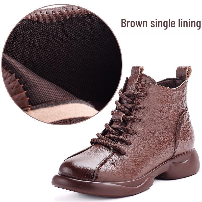 Ретро ботильоны Martin из натуральной кожи для женщин - Толстая подошва, Нескользящие, Мягкая кожа для осени и зимы