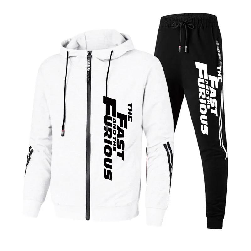 Men Sets Tracksuit Hoodie+Pants Zipper Stripe Fashion Casual Outdoor Sports Jogging Fitness Sportswear Men Sweatshirt Suit M-3XL