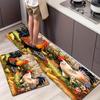 Rooster Sunflower Soft Kitchen Rug Anti-Fatigue Kitchen Rug Waterproof Non-Slip Rugs Set Runner Rug Bedside Rug Absorbent Carpet For Kitchen