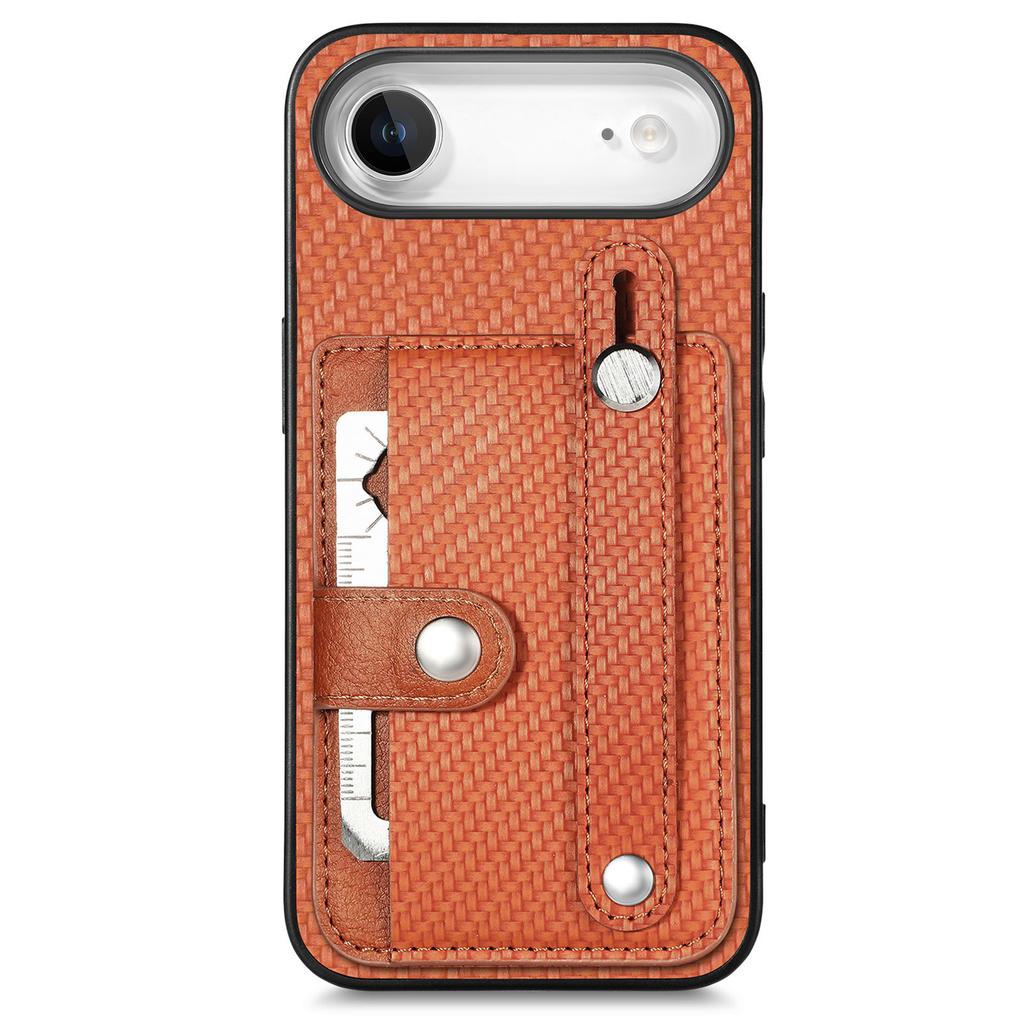 For iPhone Air Case Carbon Fiber Texture Leather Phone Back Cover with Card Holder