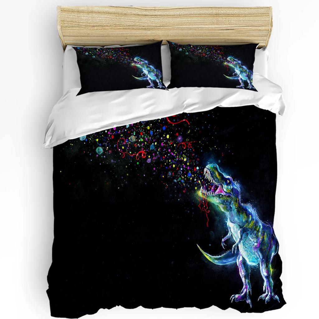 Красочный мультяшный динозавр синий 3 предмета постельного белья для спальни двуспальная кровать домашний текстиль пододеяльник покрывало наволочка