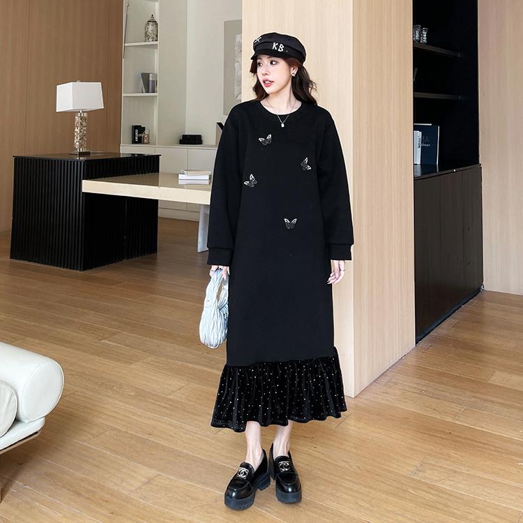 Dimanaf 2025 Women Pluls Size Cotton Long Sleeve Autumn Casual Tops Tees Stripe Shirt Solid New T-Shirt Loose Pullover