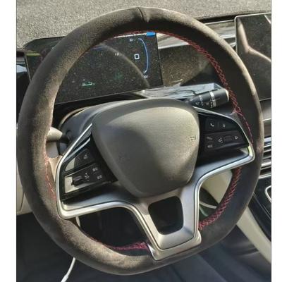 Автомобильный салон Ручная прошивка Черная замшевая кожа Чехол на руль автомобиля Для BYD Song Plus Dmi Pro EV Новая энергия Qin Plus