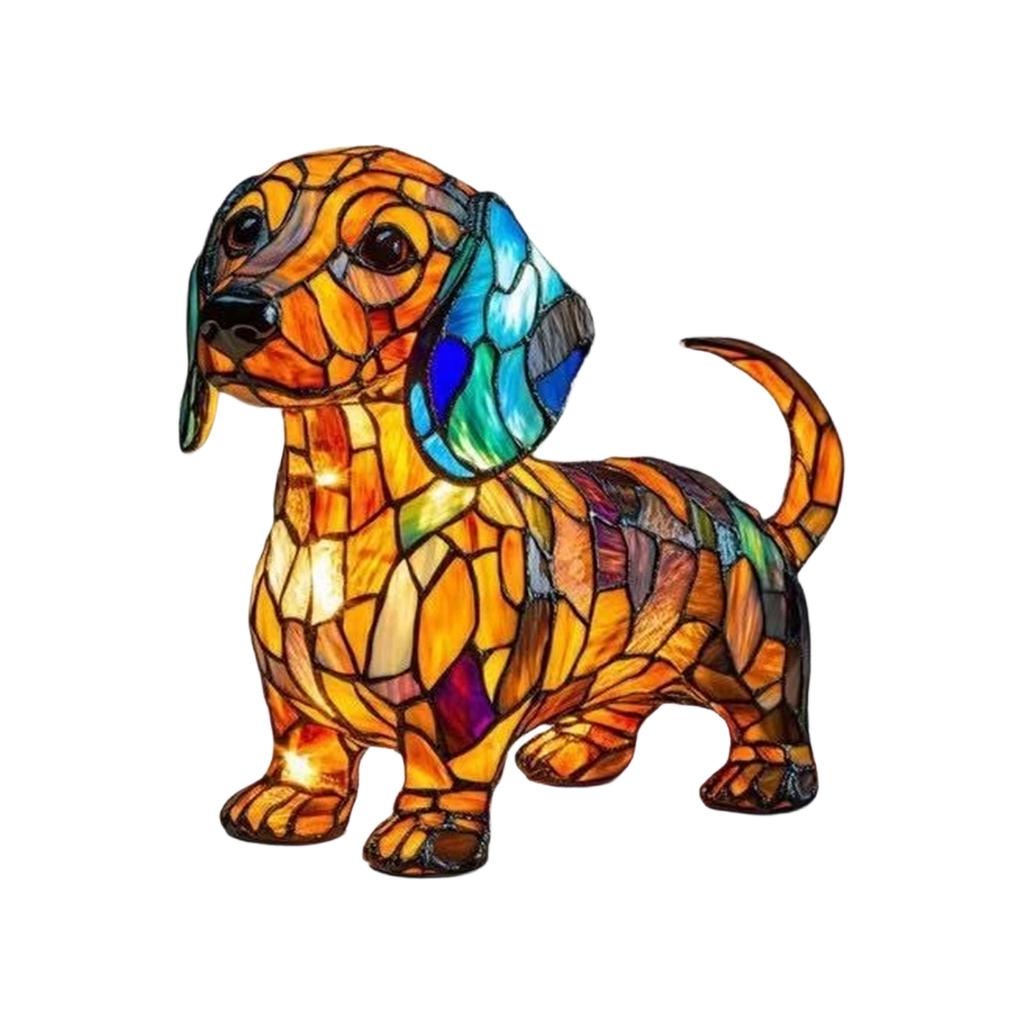 Настольная лампа из витражного стекла, Милый светодиодный светильник на тему домашних животных, Серия «Животные», Идеальный подарок для любителей домашних животных.