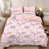 3pcs (1 Duvet Cover, 2 Pillowcases, Coreless), Pink Cute Cartoon Cat Element Printed Bedding Set, Soft and Comfortable