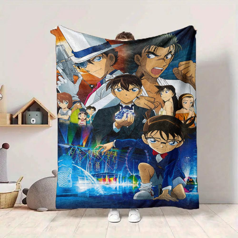 1Pc Detective Adventure Night Flannel Blanket, Soft And Comfortable, Casual Warm, Camping Travel, Christmas, Halloween Xmas Gift L1468